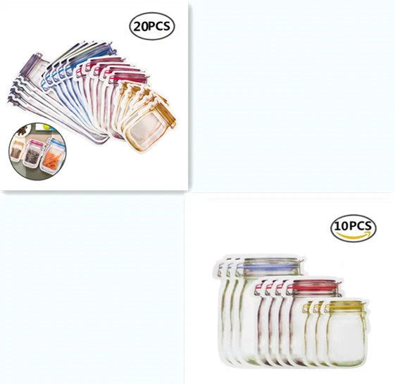 Reusable waterproof snack storage bag with zipper, 1L capacity