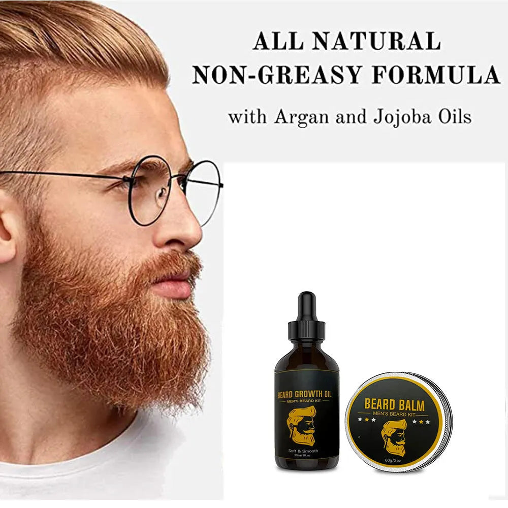 Two-piece beard care set with beard balsam in compact 20x17x5cm packaging, 30ml each
