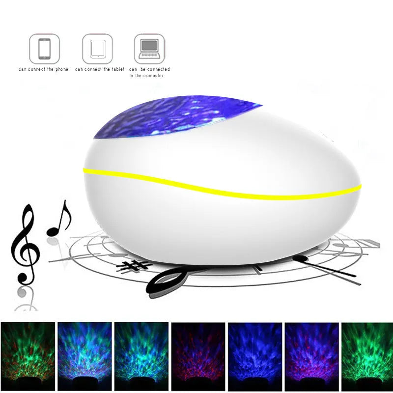 Coversage ocean wave projector LED night light with Bluetooth speaker, remote control, black, USB powered, 2.5-3m projection