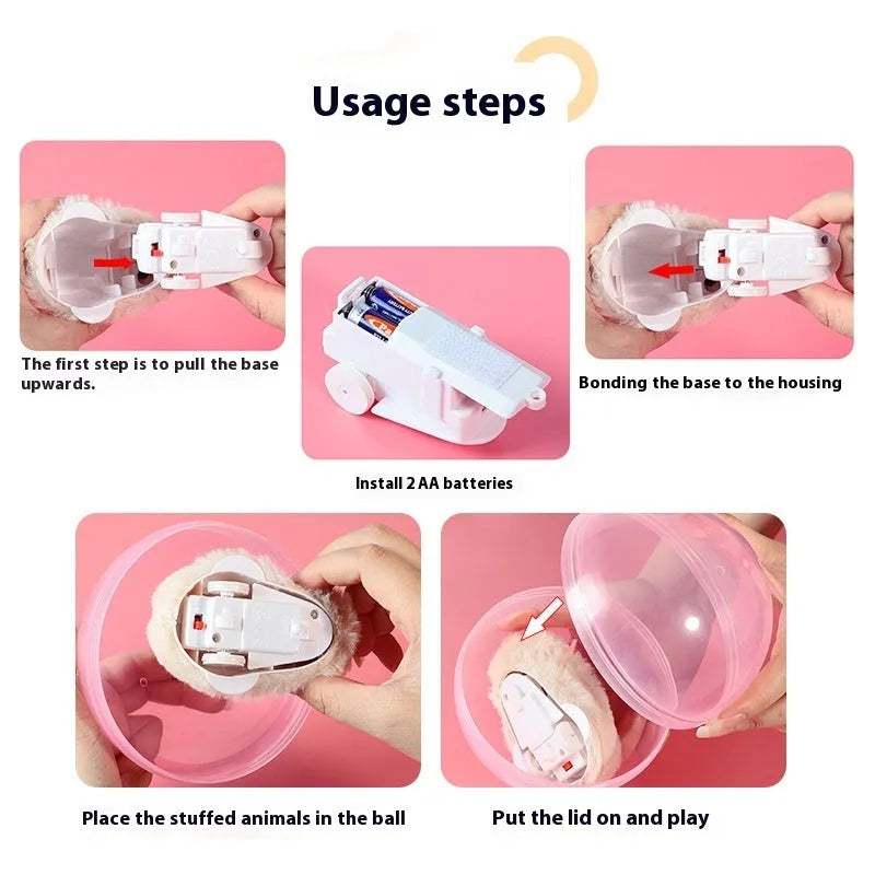 Hamster rolling ball toy with plush animal shell inside transparent plastic sphere