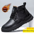 Black and brown Martin platform high-top boots with artificial PU upper and rubber sole