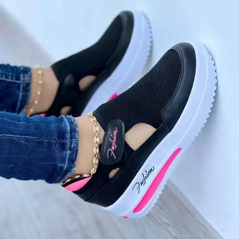 Stylish and comfortable women's sneakers with breathable mesh, supportive low-wedge design, and anti-slip technology for all-day wear.