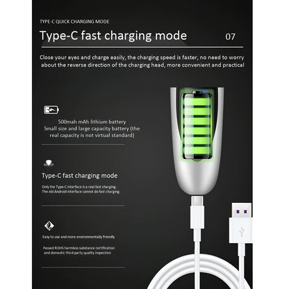 Pink USB-charged electric eyelash curler with curved brush head and LED indicator