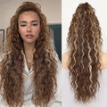 Fluffy long curly 30 inch grip ponytail wig in synthetic high temperature fibre