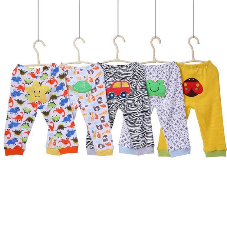 Cotton cartoon print children's leggings set of 5, soft and durable for babies 0-2 years