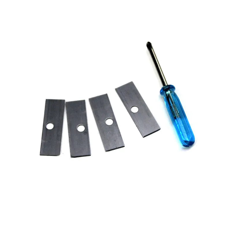 Geometric shaped plastic pencil sharpener with four holes and screwdriver accessory