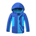 Boy wearing a blue zip-up sanded acetate jacket for autumn