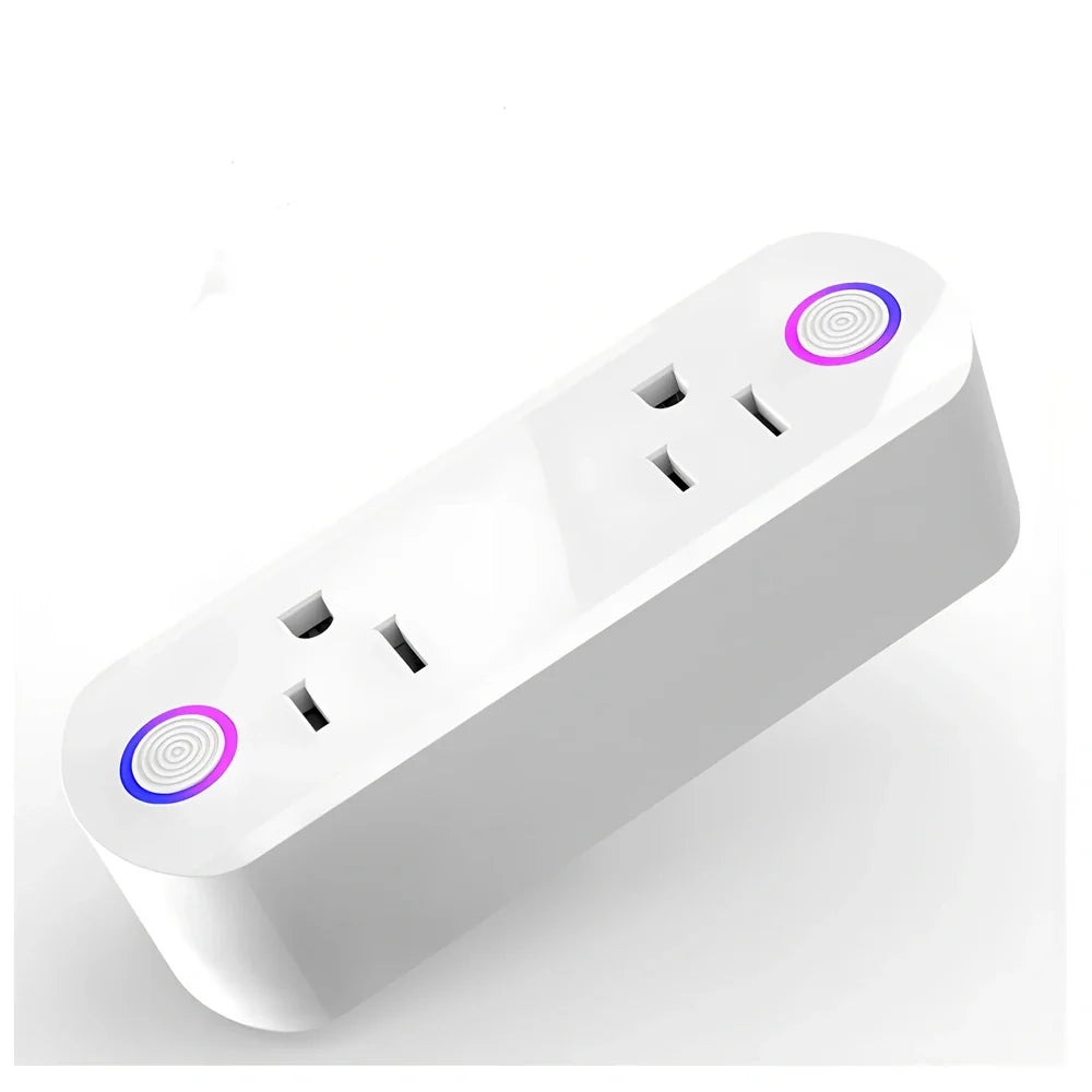 UK three-pin WIFI smart plug adapter with four outlets and USB ports for remote control via app or Alexa