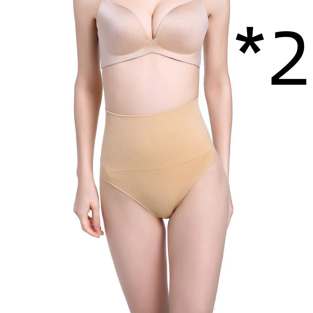 High-waist tummy control thong in assorted colours, featuring a 2-layer midsection design for shaping and support