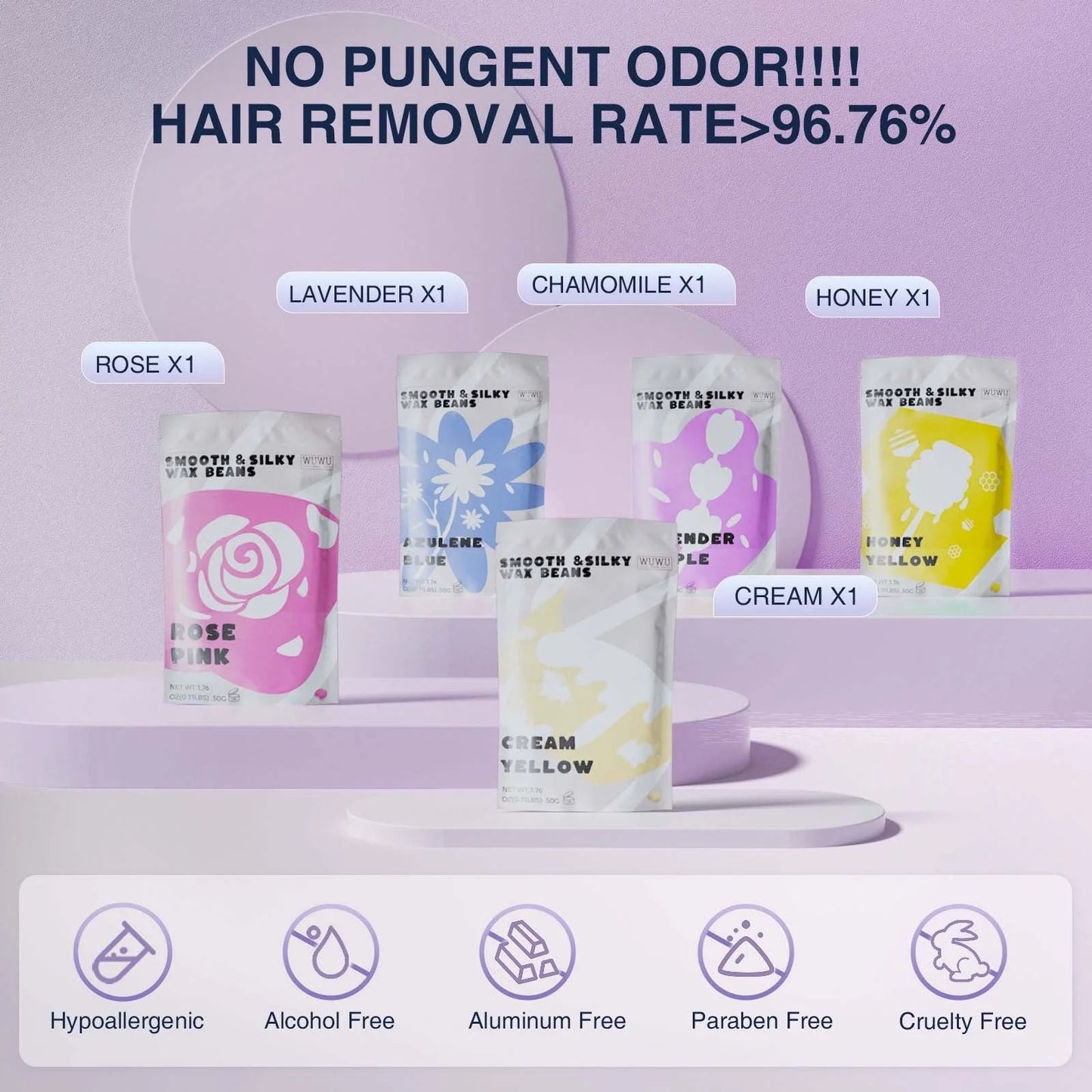 WUWUVISTA 23-piece waxing kit for at-home hair removal with wax warmer, beans, and skin care products