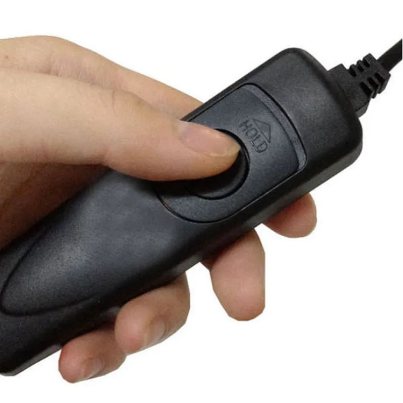 Black plastic wired remote shutter release cable for Canon EOS cameras with copper wire