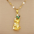Gold copper necklace with heart pendant micro inlaid zircon bear butterfly design