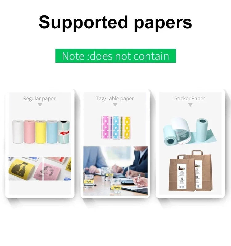 Compact wireless thermal printer for printing photos, labels, and memorabilia directly from your smartphone