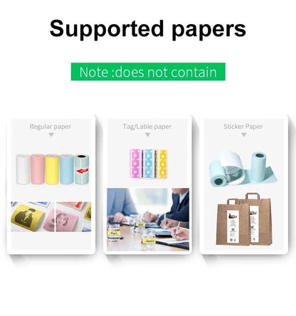 Compact wireless thermal printer for printing photos, labels, and memorabilia directly from your smartphone