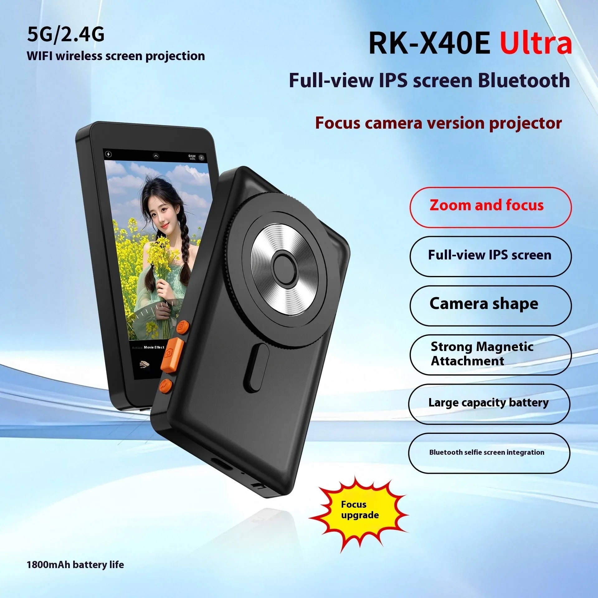 RK X40E Ultra wireless magnetic multi-monitoring device with 4-inch screen in black plastic