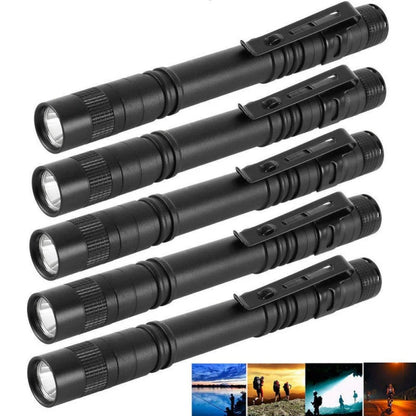 Black aluminum LED flashlight with waterproof features