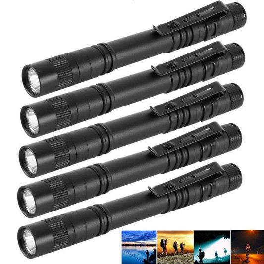 Black aluminum LED flashlight with waterproof features