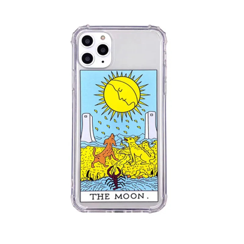 Creative Mythology Comic silicone TPU phone case in Sun and Moon colours for various iPhone models.
