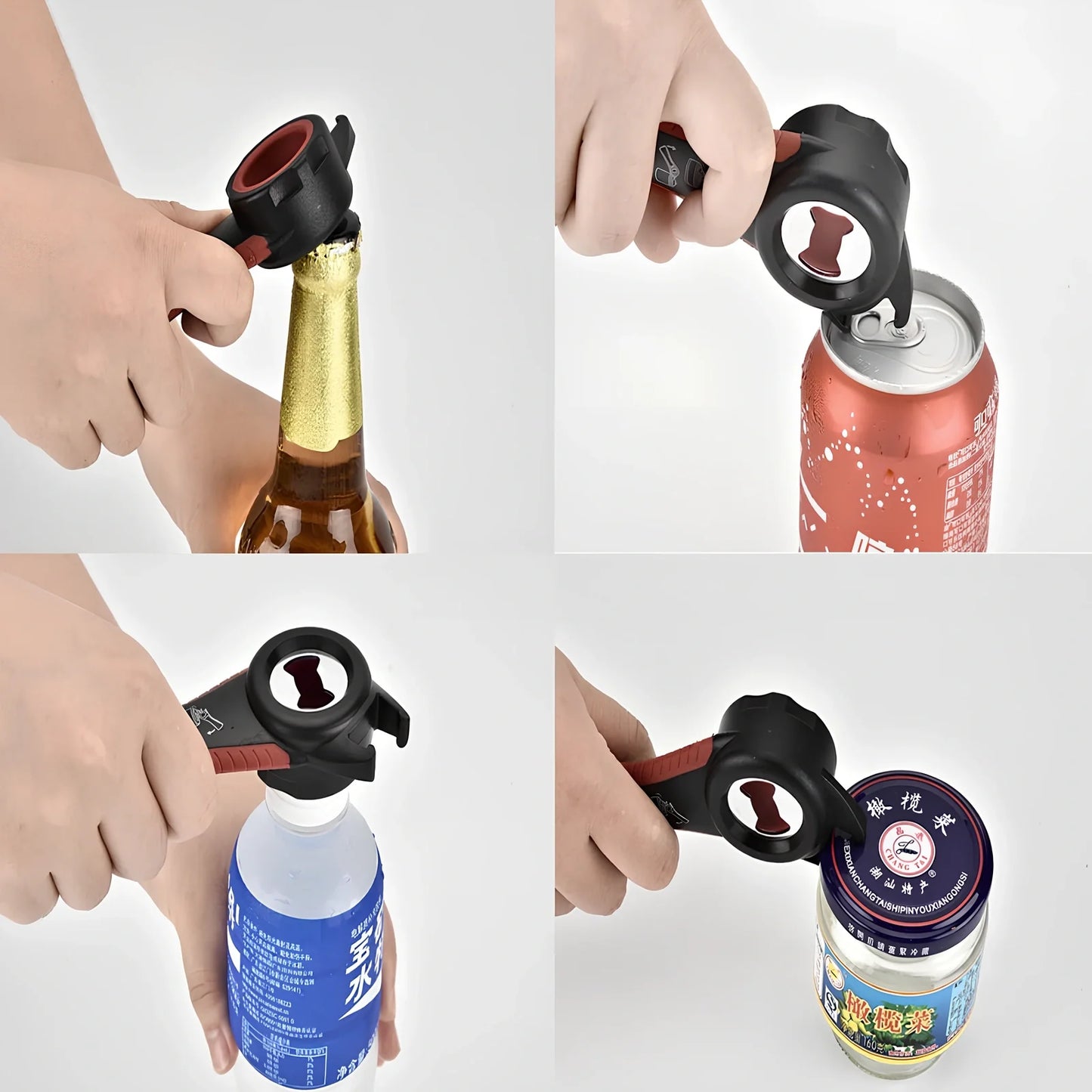 Stainless steel multifunction kitchen opener with bottle opener and corkscrew functions