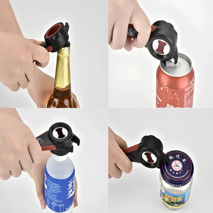 Stainless steel multifunction kitchen opener with bottle opener and corkscrew functions