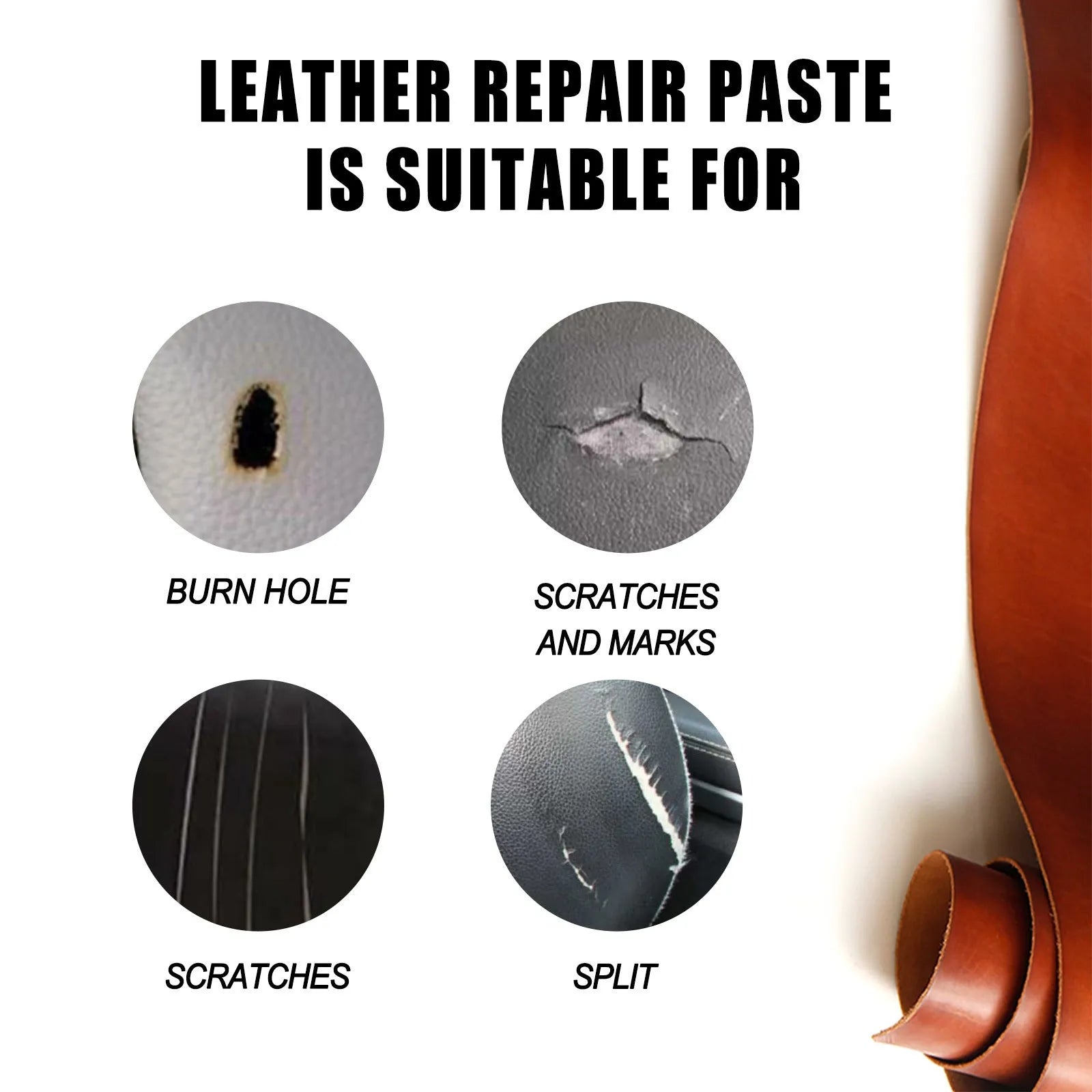 60ml leather repair paste container for car seat and furniture scratch restoration
