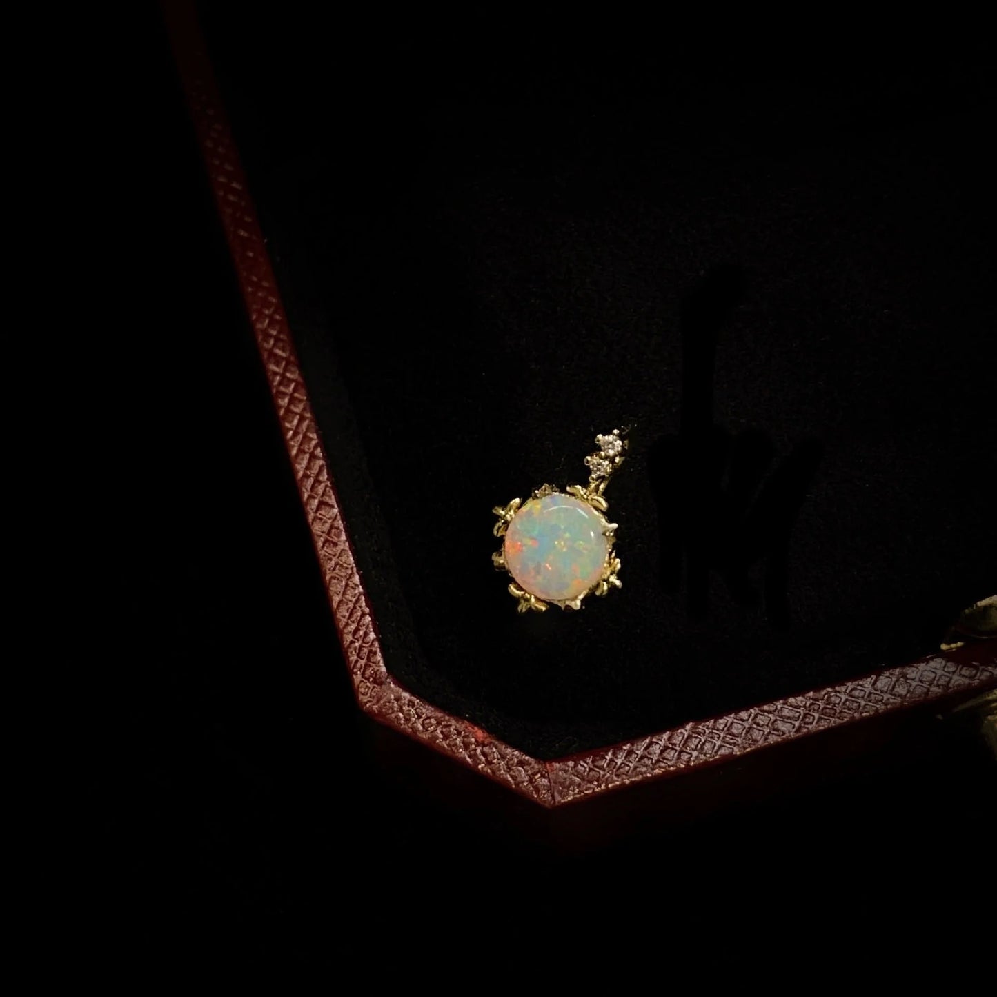 Opal Court Style Glow Gold Plated 14k Yellow Gold Necklace with Flower Pendant