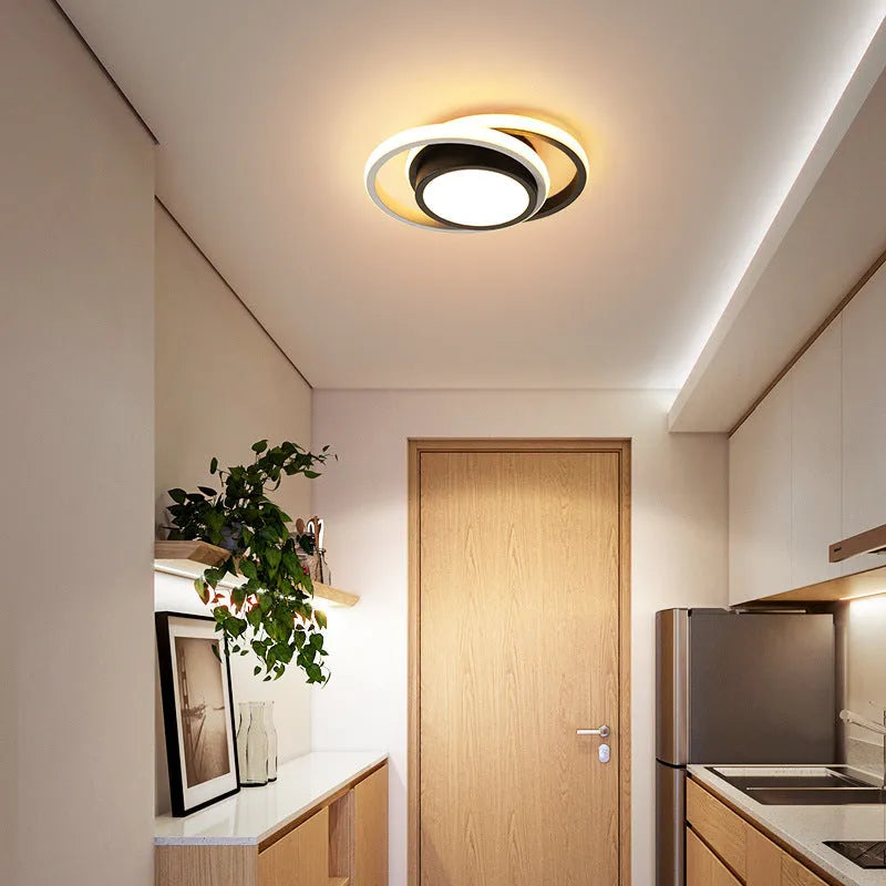 Modern Nordic geometric aluminium LED ceiling light in round and square shapes