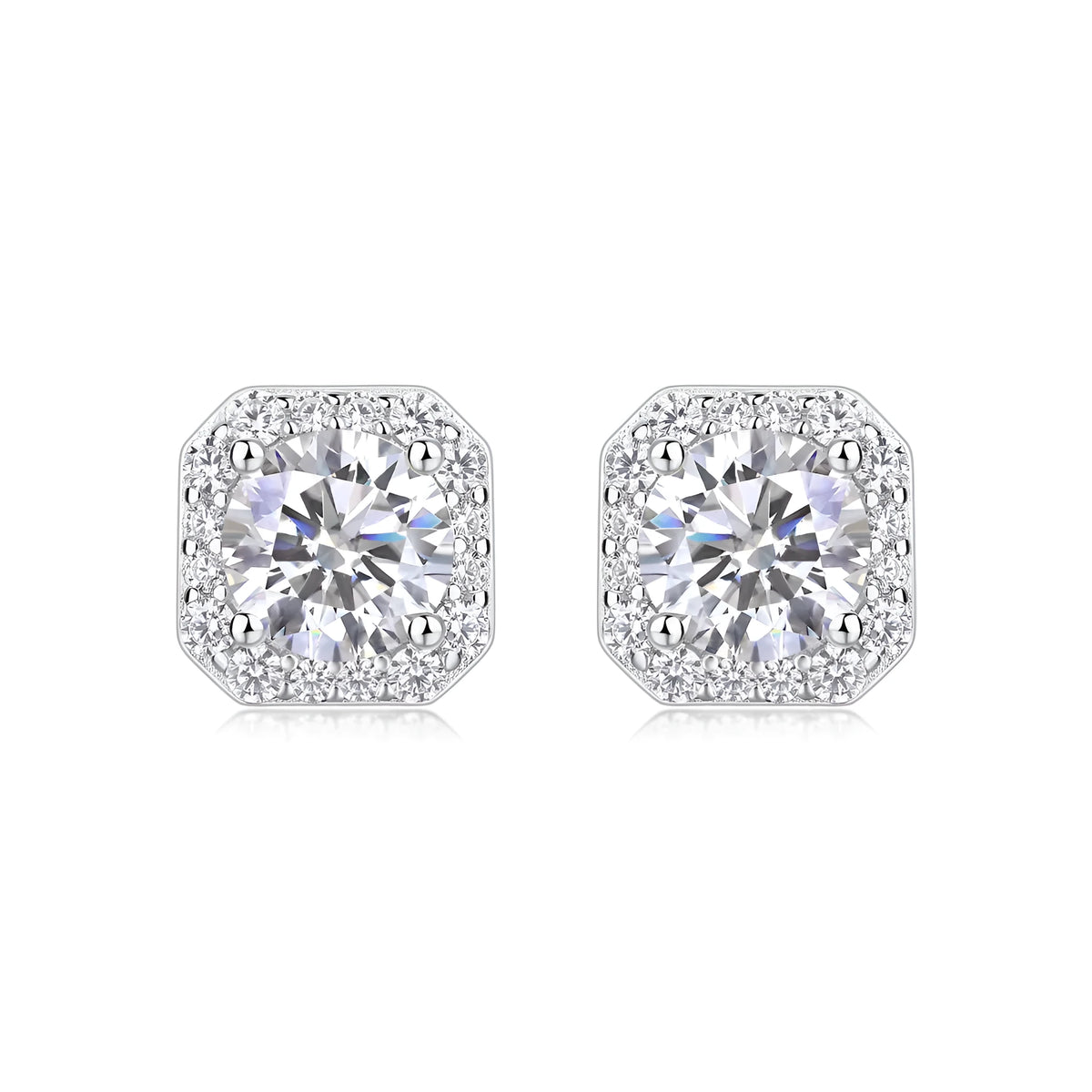 Rose In The Heart earrings set with 1-carat moissanite stud earrings in heart design, S925 silver platinum-plated, gift box packaging