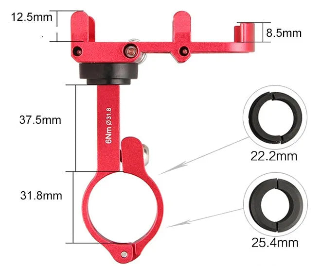 GUB Plus motorcycle and bicycle phone holder with rotating mount in black, red, titanium or rose gold
