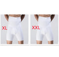 Men's body shaping slimming shorts in black with wide waistband for tummy tuck and back support