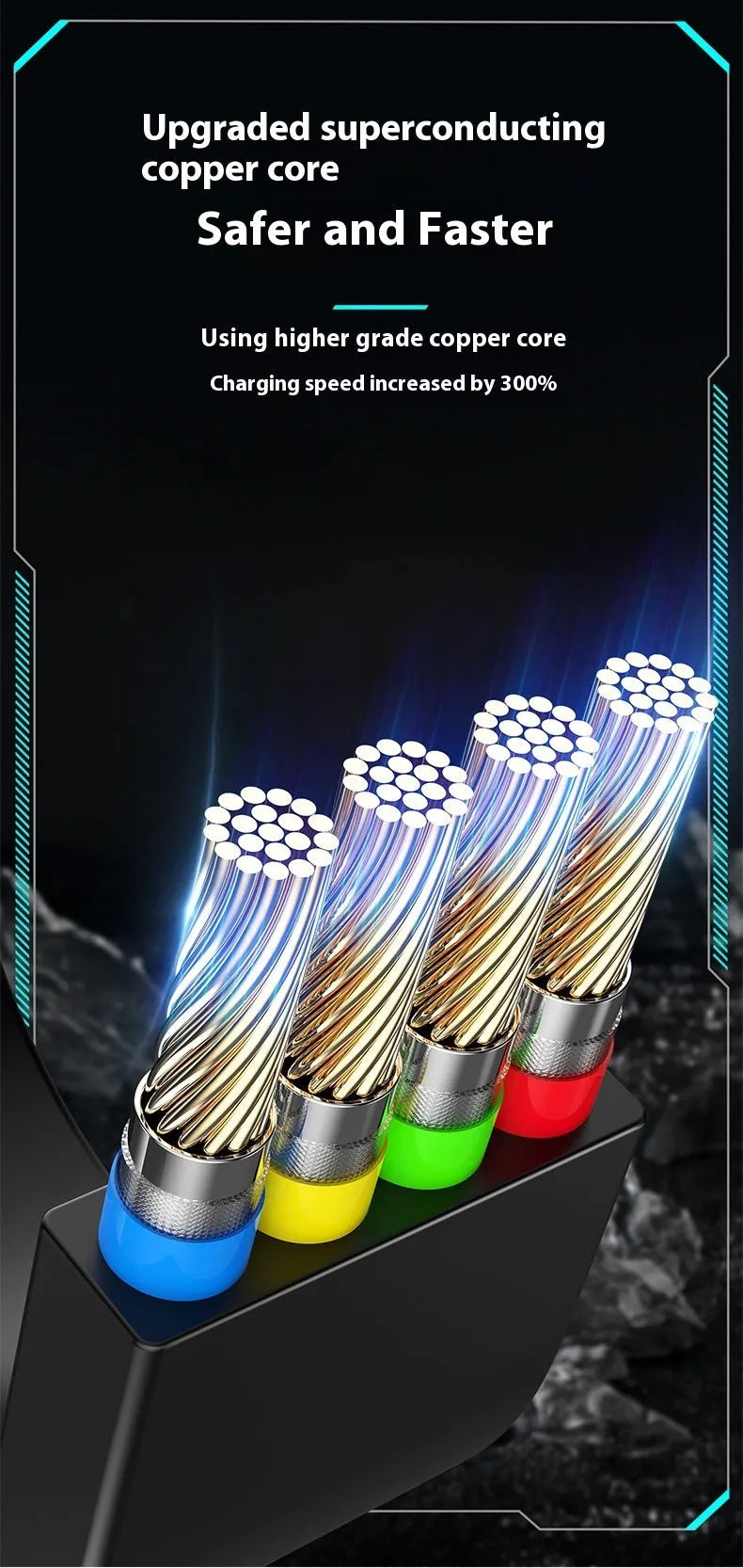 Three-in-one telescopic data cable 100W super fast charge Mini USB TPE+ABS grey black