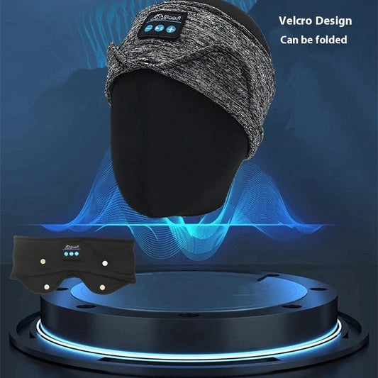 Bluetooth music headband with sleep scarf functionality in grey and black