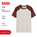 Men's round neck cotton blend t-shirt in loose fit style showing colour options including army green and wine red