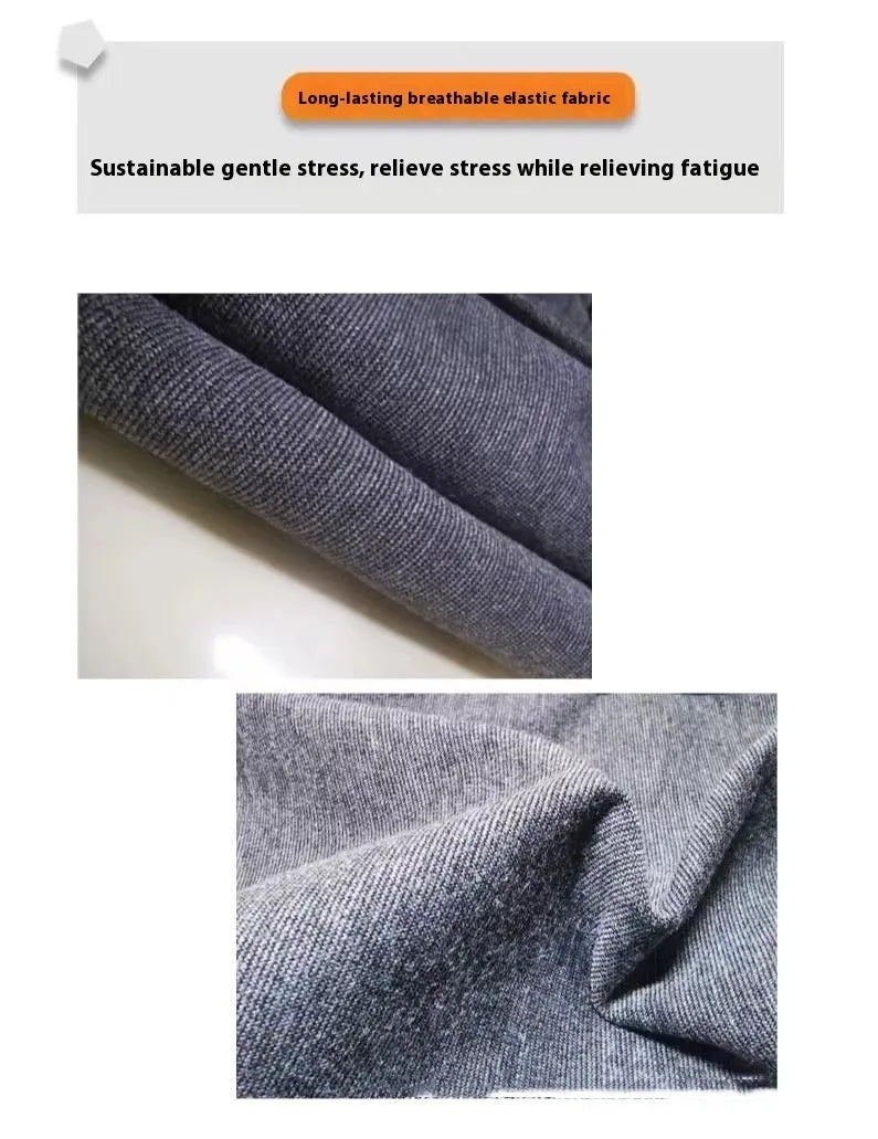 Heather Grey brocade cotton dog anxiety vest shown on a model dog, featuring a simple one-piece design.