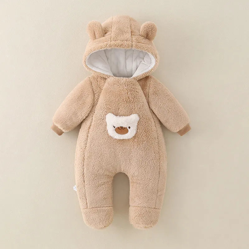 Class A thickened baby jumpsuit in milky white with zip closure, suitable for 66-100cm height