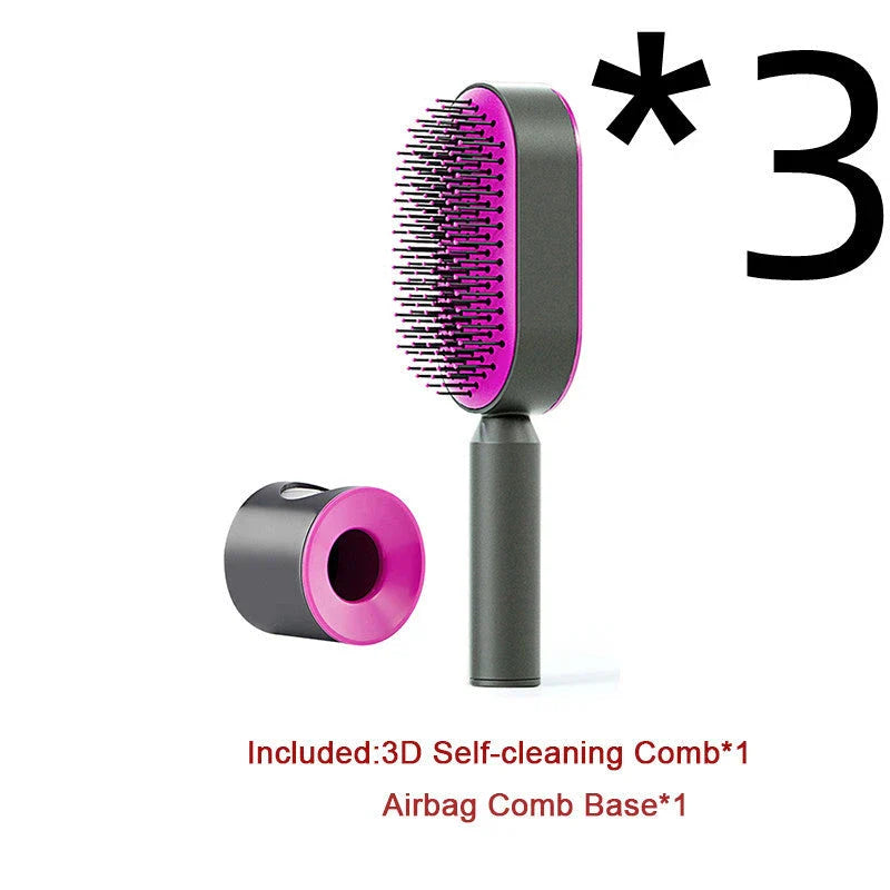 3D Air Cushion Hair Brush in elegant white, showcasing wide comb teeth and ergonomic handle