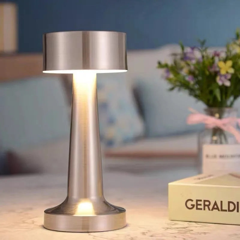 LED dumbbell creative night light in gold finish with acrylic top – modern minimalist desk lamp