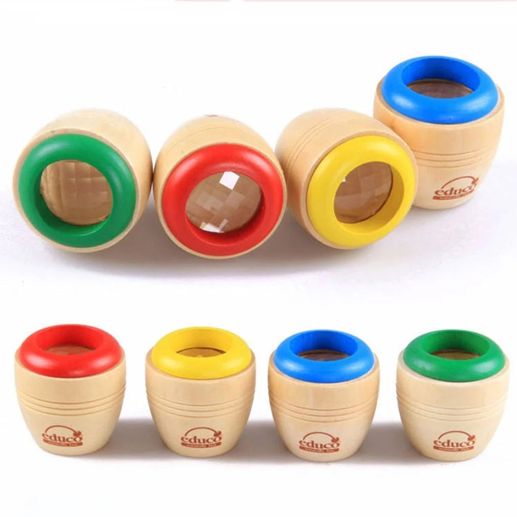 Wooden Magic Kaleidoscope educational toy for children with colourful visual effects