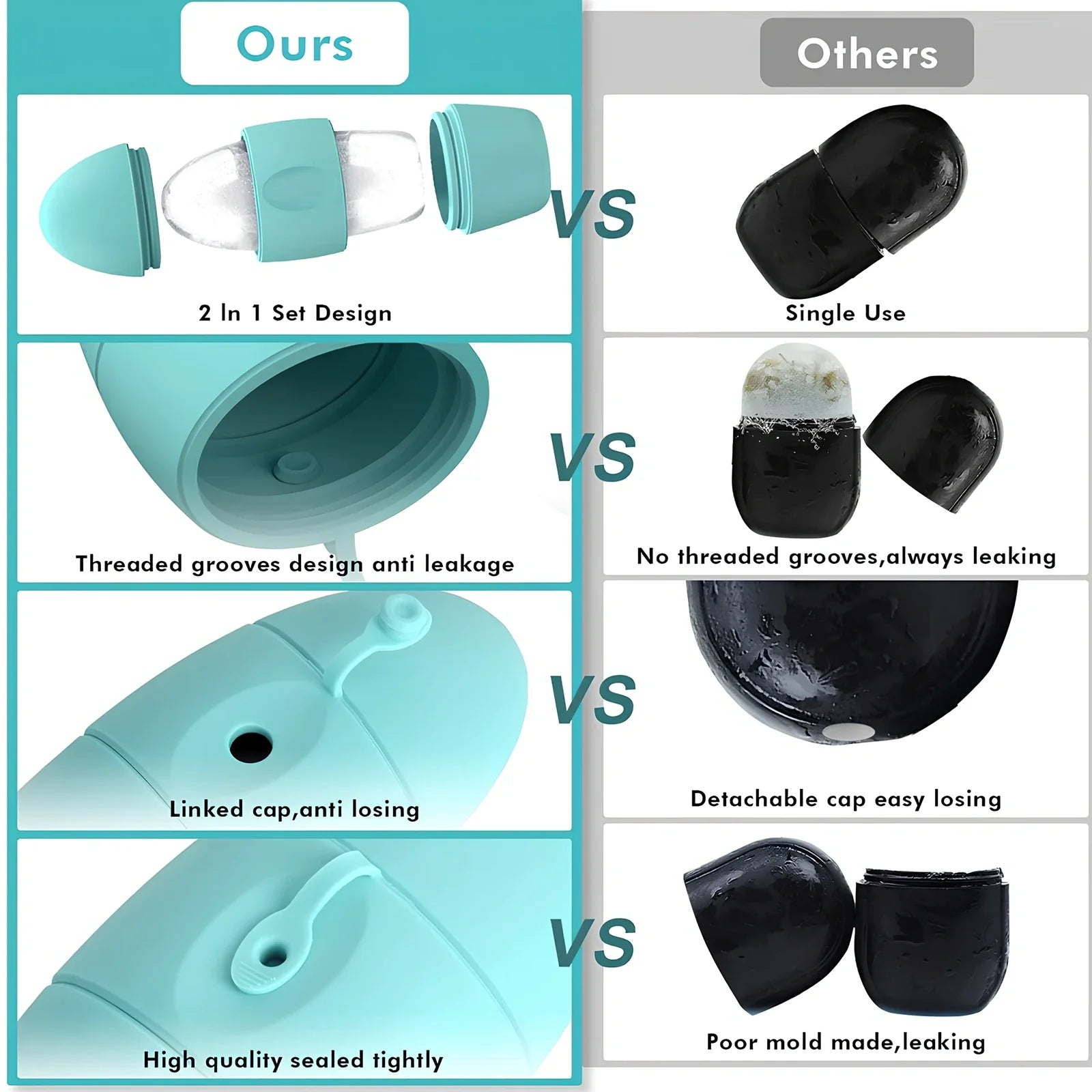 Pink silicone ice face roller mould for cooling massages, reducing pores and dark circles, compact 10-15cm design