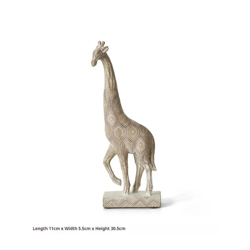 Wood colour European style giraffe ornament resin craft decoration measuring 30.5 cm tall