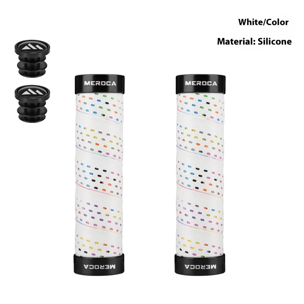 Lockable bicycle handlebar covers with anti-slip winding pattern in black-red colour combination