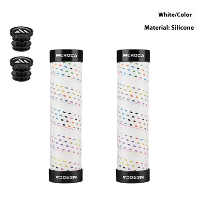 Lockable bicycle handlebar covers with anti-slip winding pattern in black-red colour combination