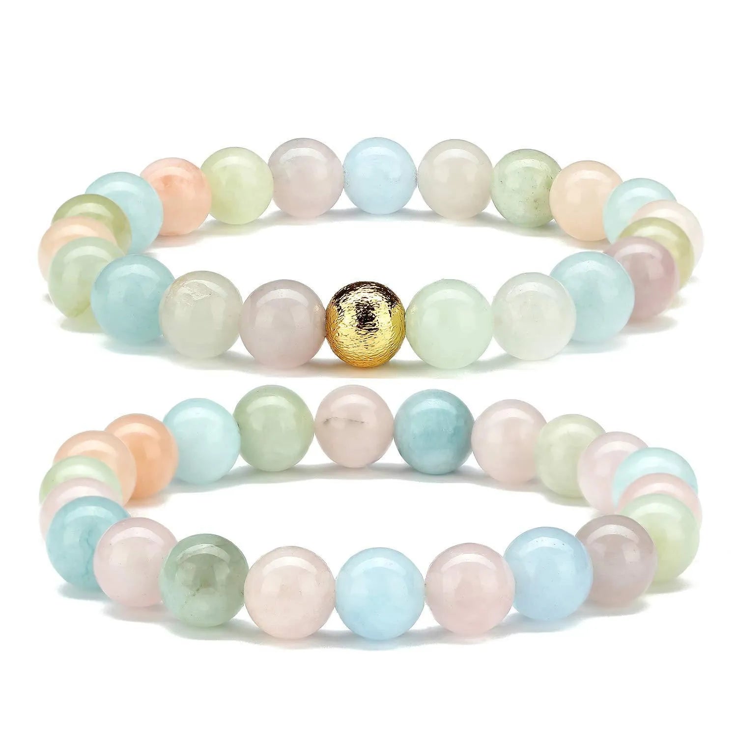 8mm natural stone bead bracelet in assorted gemstone colours including agate and amethyst