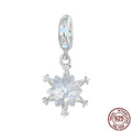 S925 sterling silver winter ice flower bead for DIY bracelet pendant, 22x10mm, electroplated finish