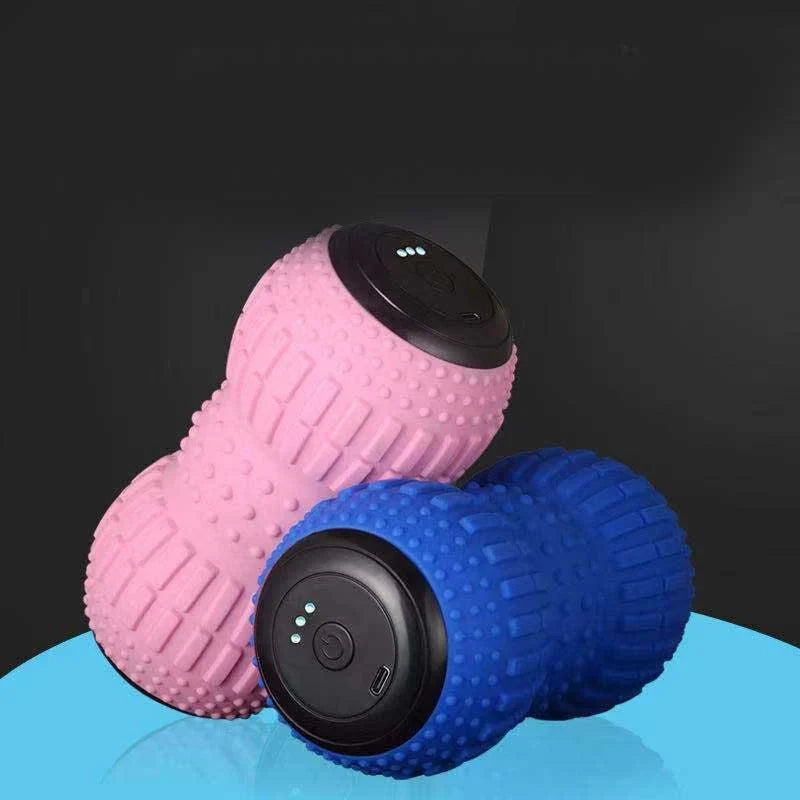 USB Charging Electric Yoga Ball in blue and pink for muscle relaxation and massage