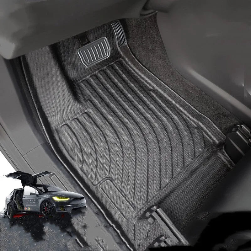 Tesla Model X waterproof TPE rubber floor mat set with boot liner for 2016-2023 models