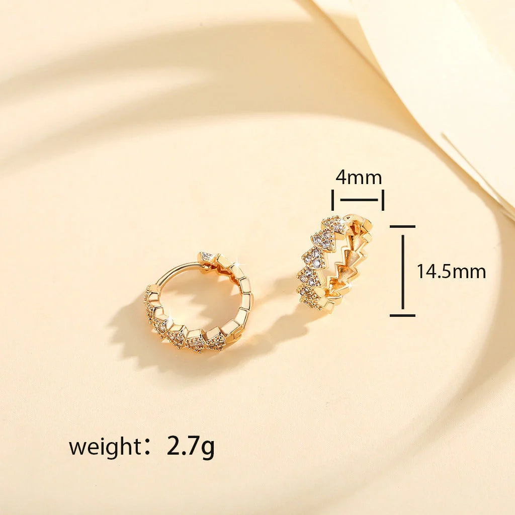 Copper-plated gold inlaid zircon stud earrings for women, YN007 colour