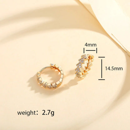 Copper-plated gold inlaid zircon stud earrings for women, YN007 colour