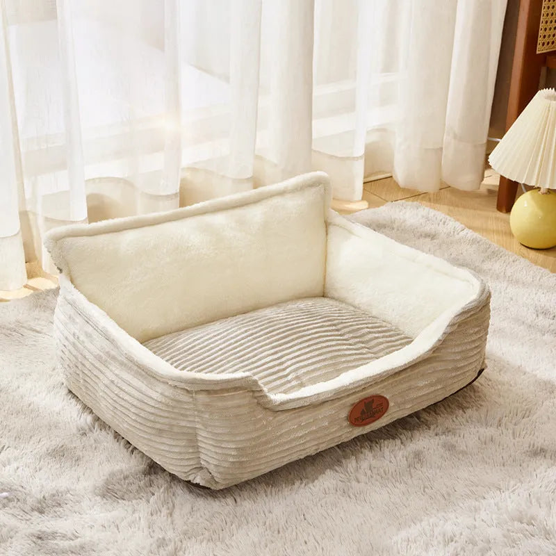 Removable cover pet bed for small medium dogs in coffee or white colour with multiple size options