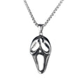 Silver men's skull necklace with stainless steel chain and alloy pendant in six design variations